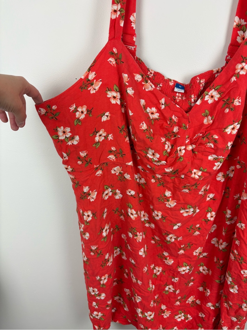 Old Navy Orange Red Floral Sleeveless Mini Dress 4X EUC Picnic Chic Festival - Picture 3 of 8